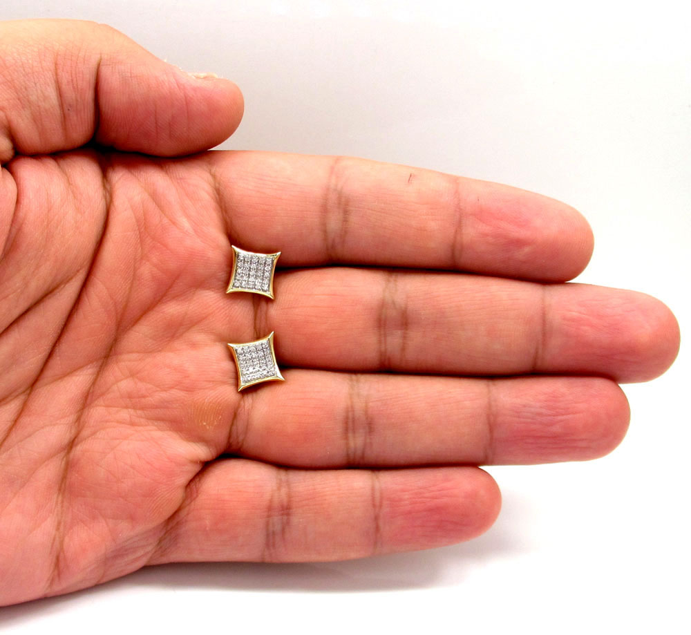 10k gold 5 row diamond kite earrings 0.18ct - Image 4