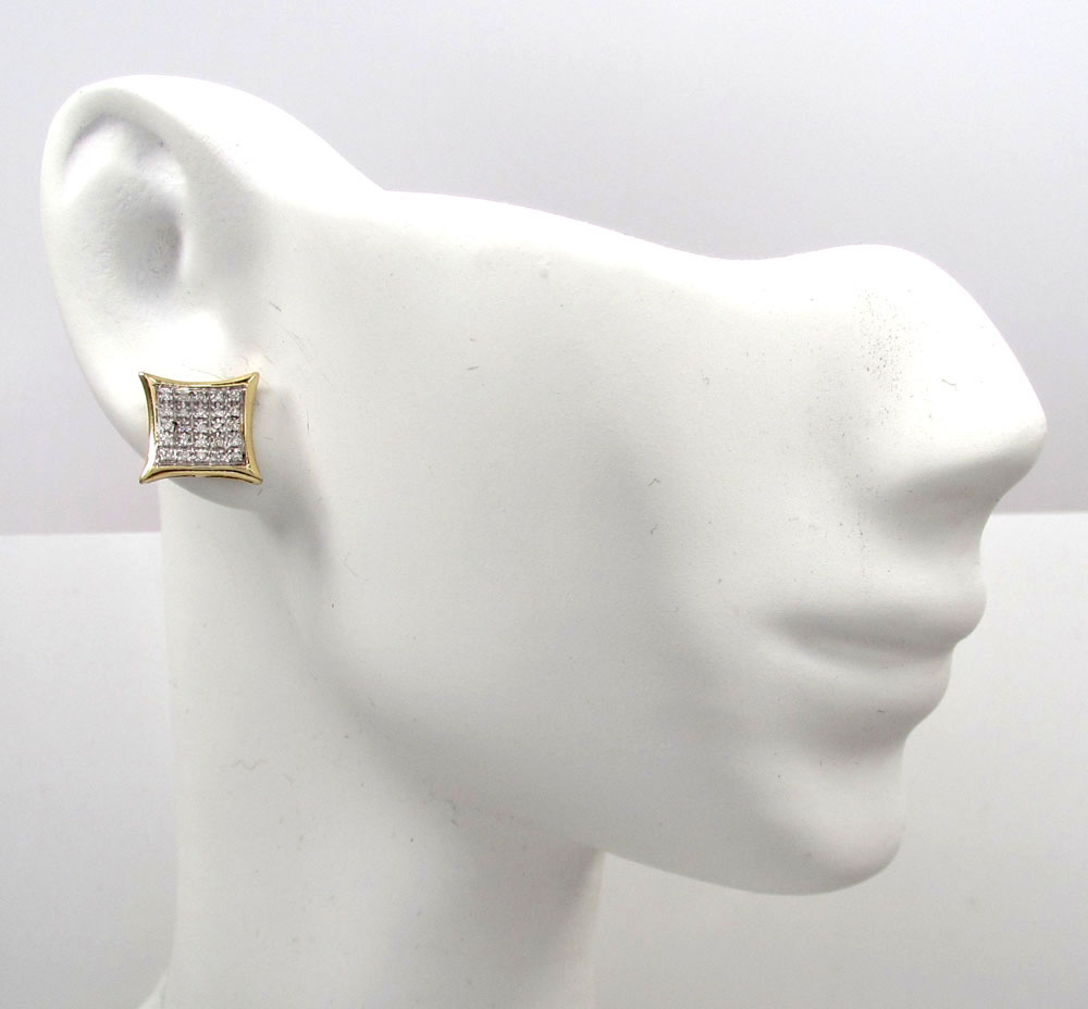 10k gold 5 row diamond kite earrings 0.18ct
