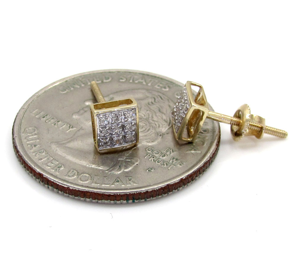 10k gold 3 row diamond earrings 0.07ct - Image 3