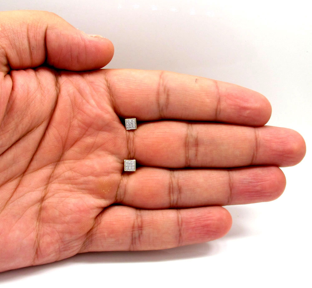 10k gold 3 row diamond earrings 0.07ct - Image 4