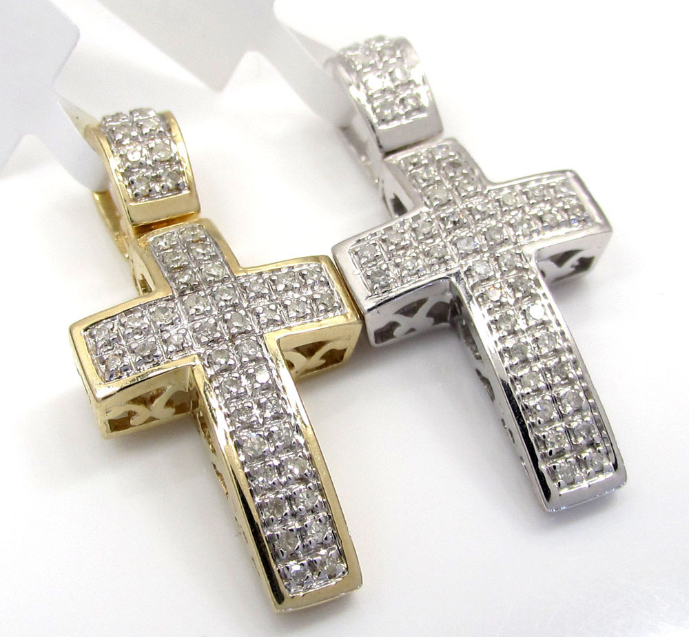 14k gold diamond mini cross 0.16ct