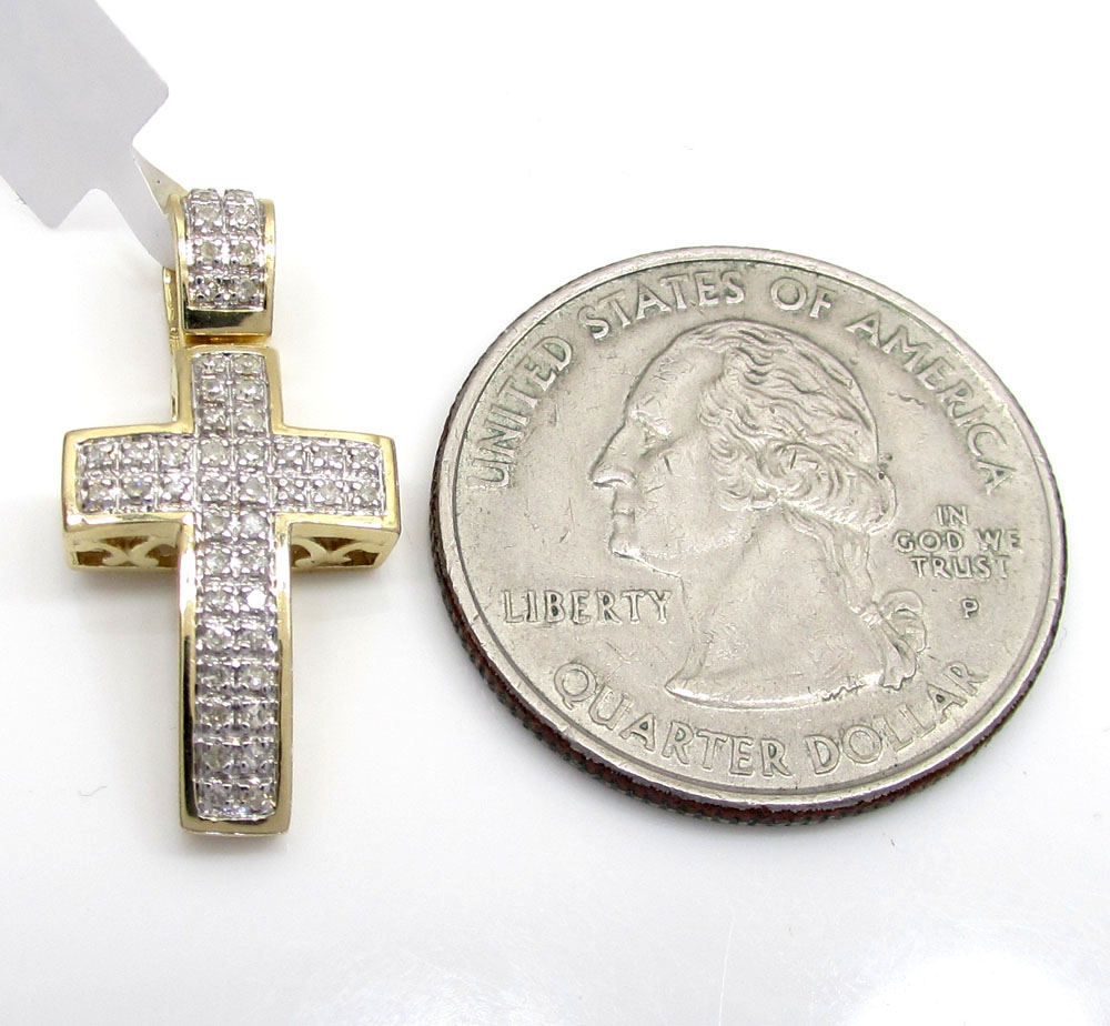 10k gold diamond mini cross 0.16ct