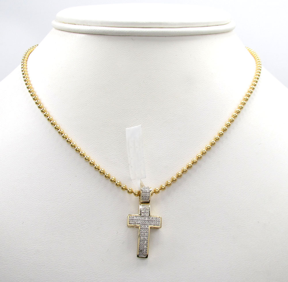 14k gold diamond mini cross 0.16ct