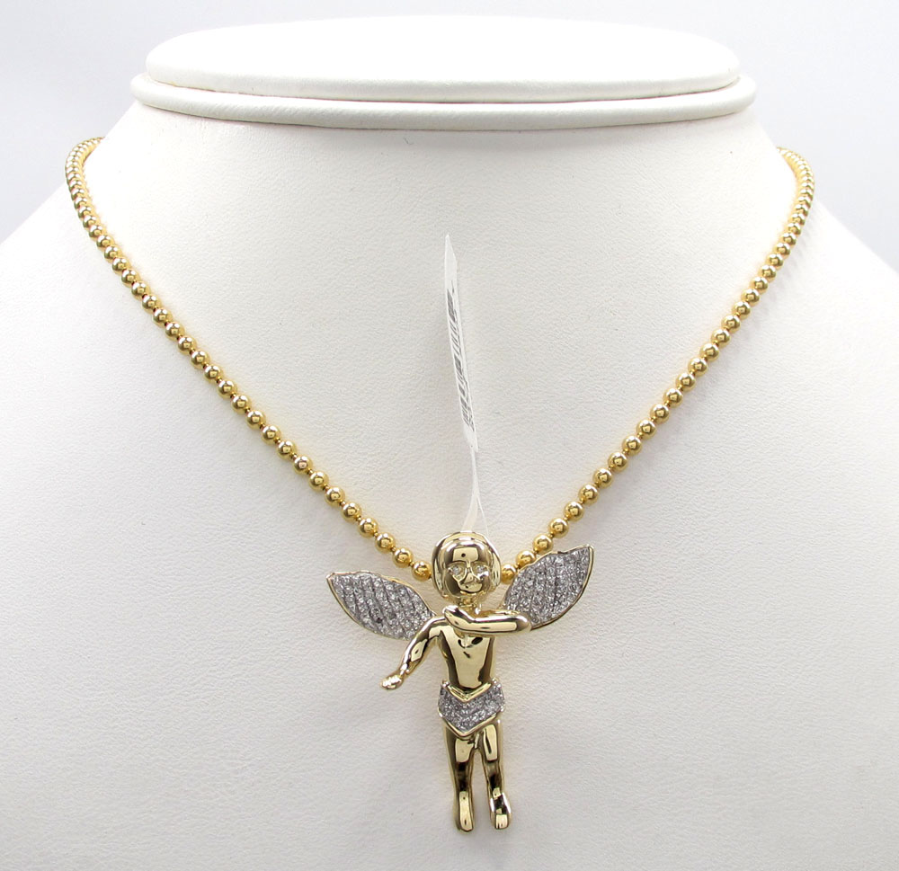 Buy 10k Solid Gold Baby Angel Diamond Pendant 0.45ct Online at SO ICY