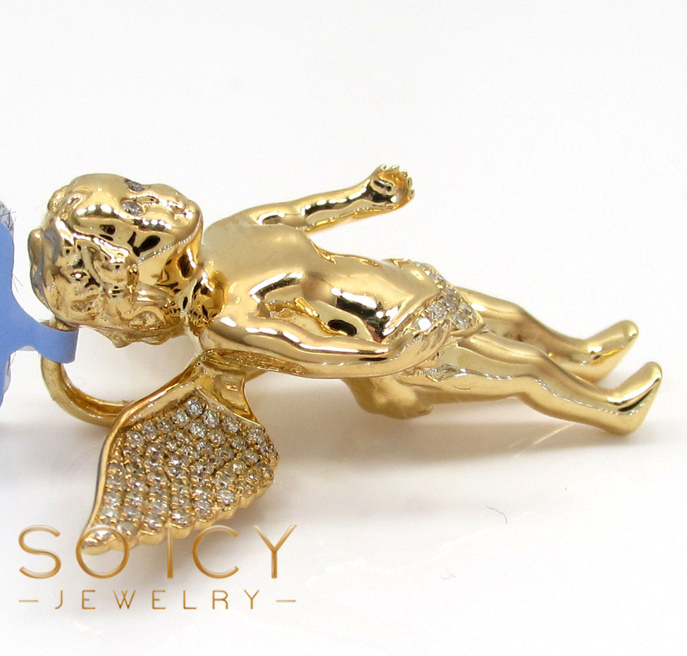 14k solid gold baby cherub angel vs pendant 0.40ct