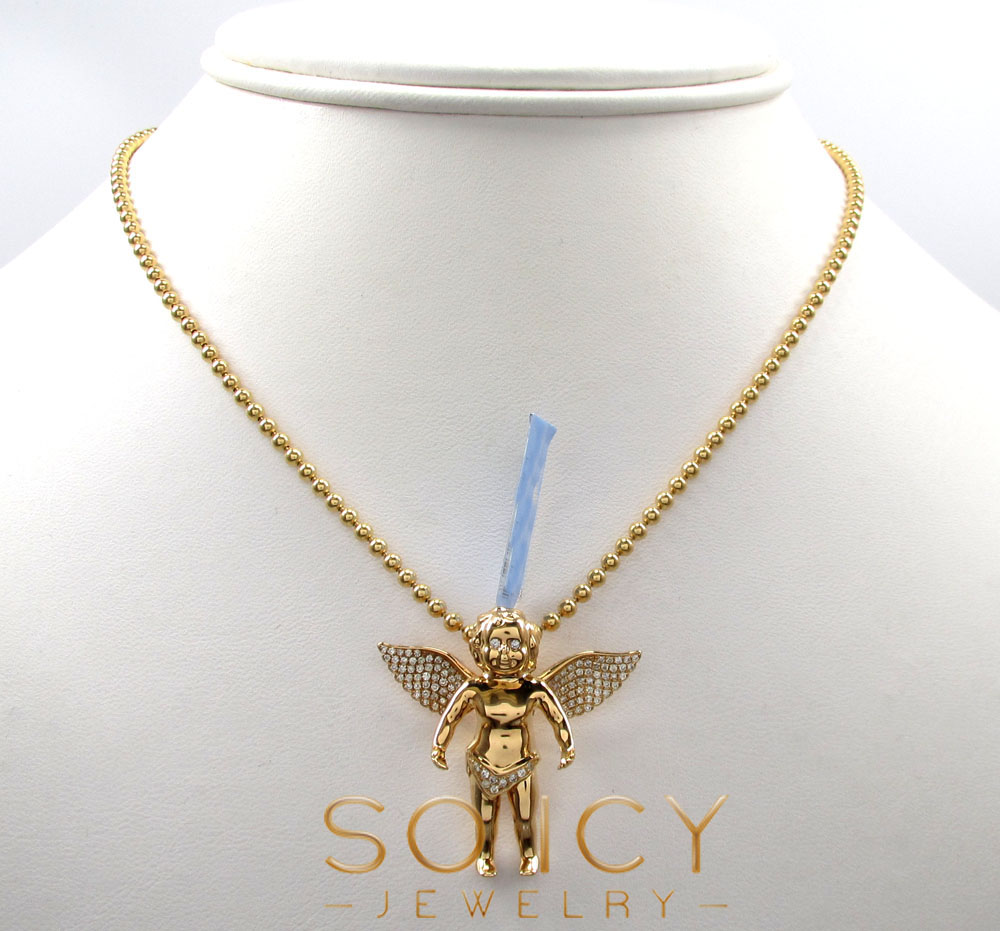 14k solid gold baby cherub angel vs pendant 0.40ct