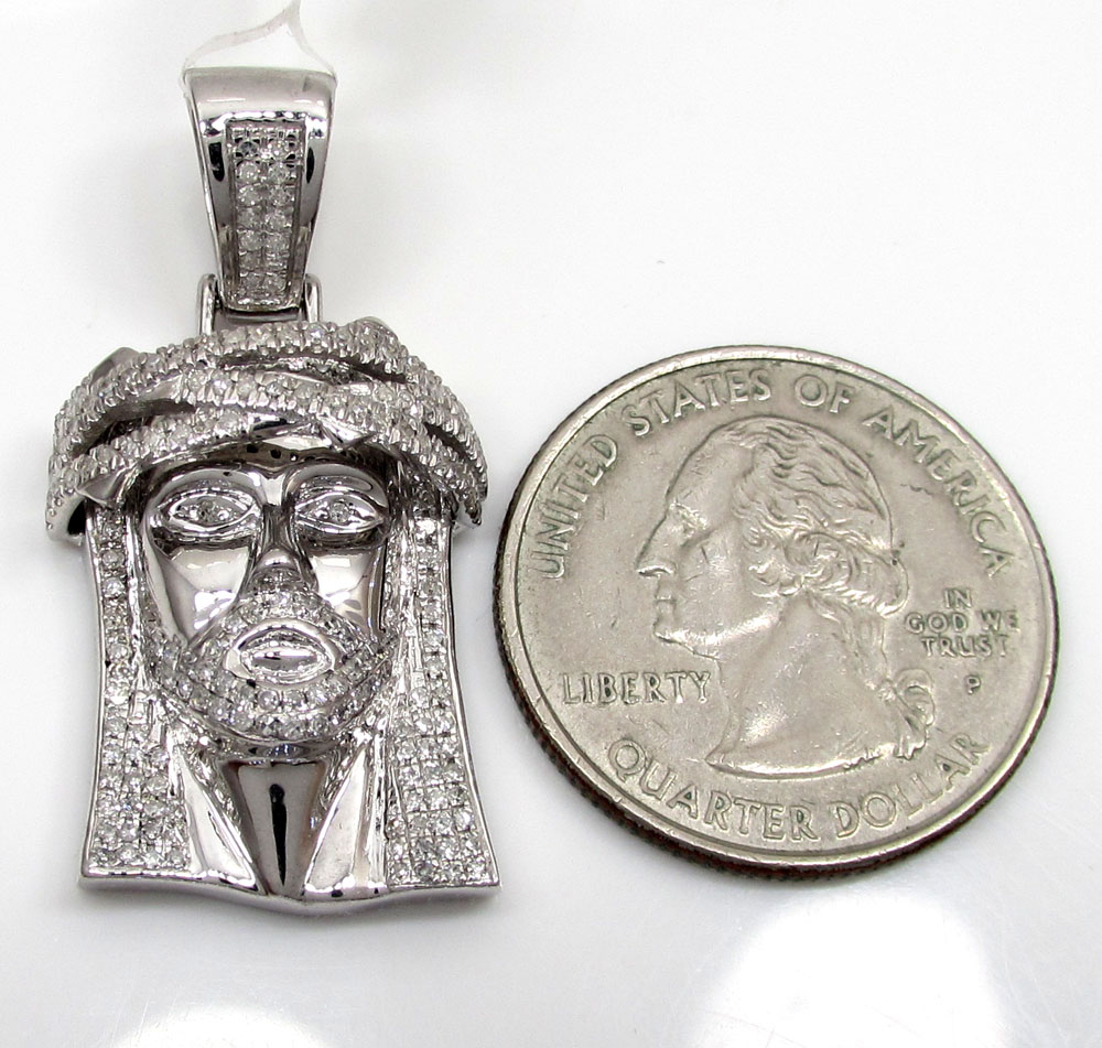 10k white or yellow gold jesus piece 3d face pendant 1.10ct