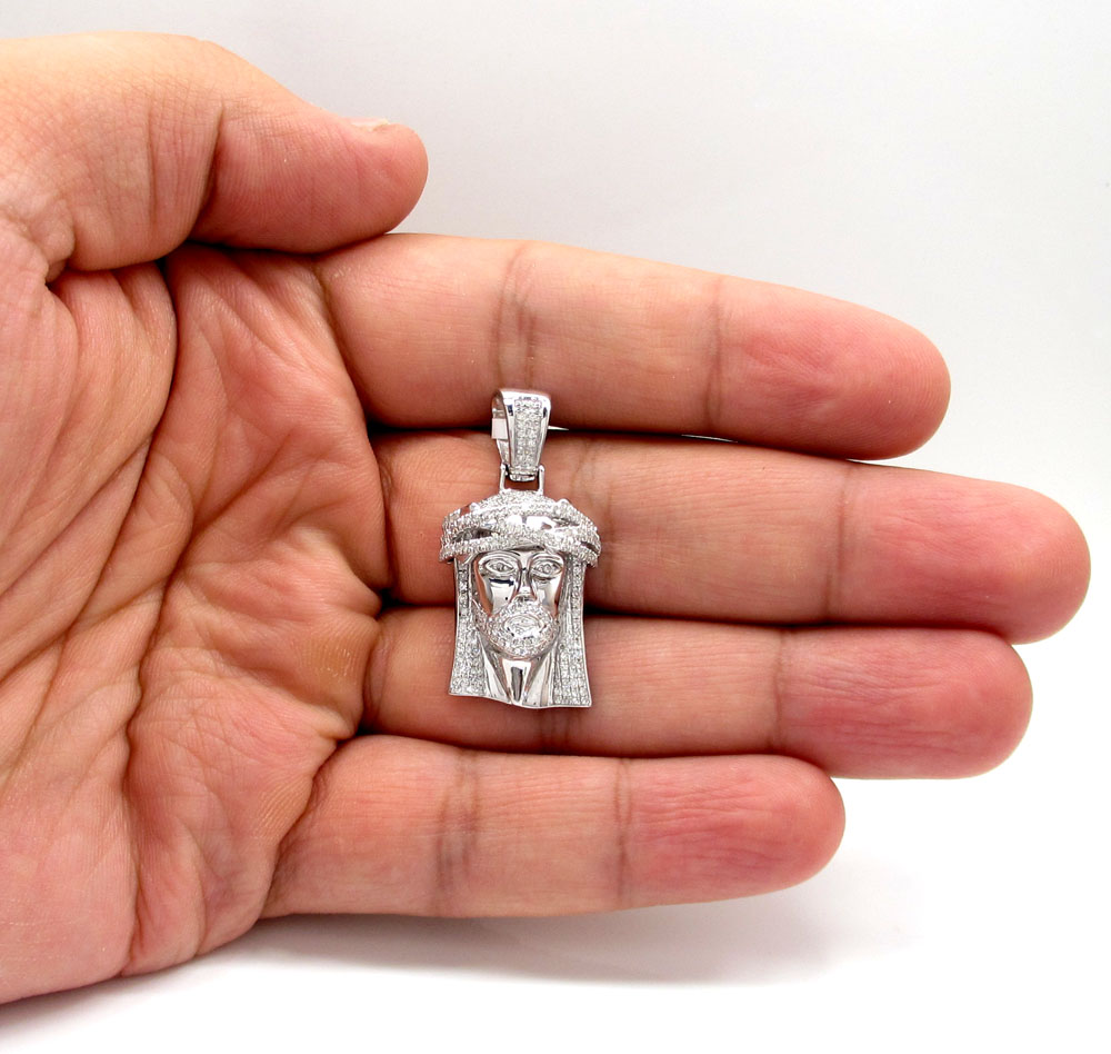 10k white or yellow gold jesus piece 3d face pendant 1.10ct