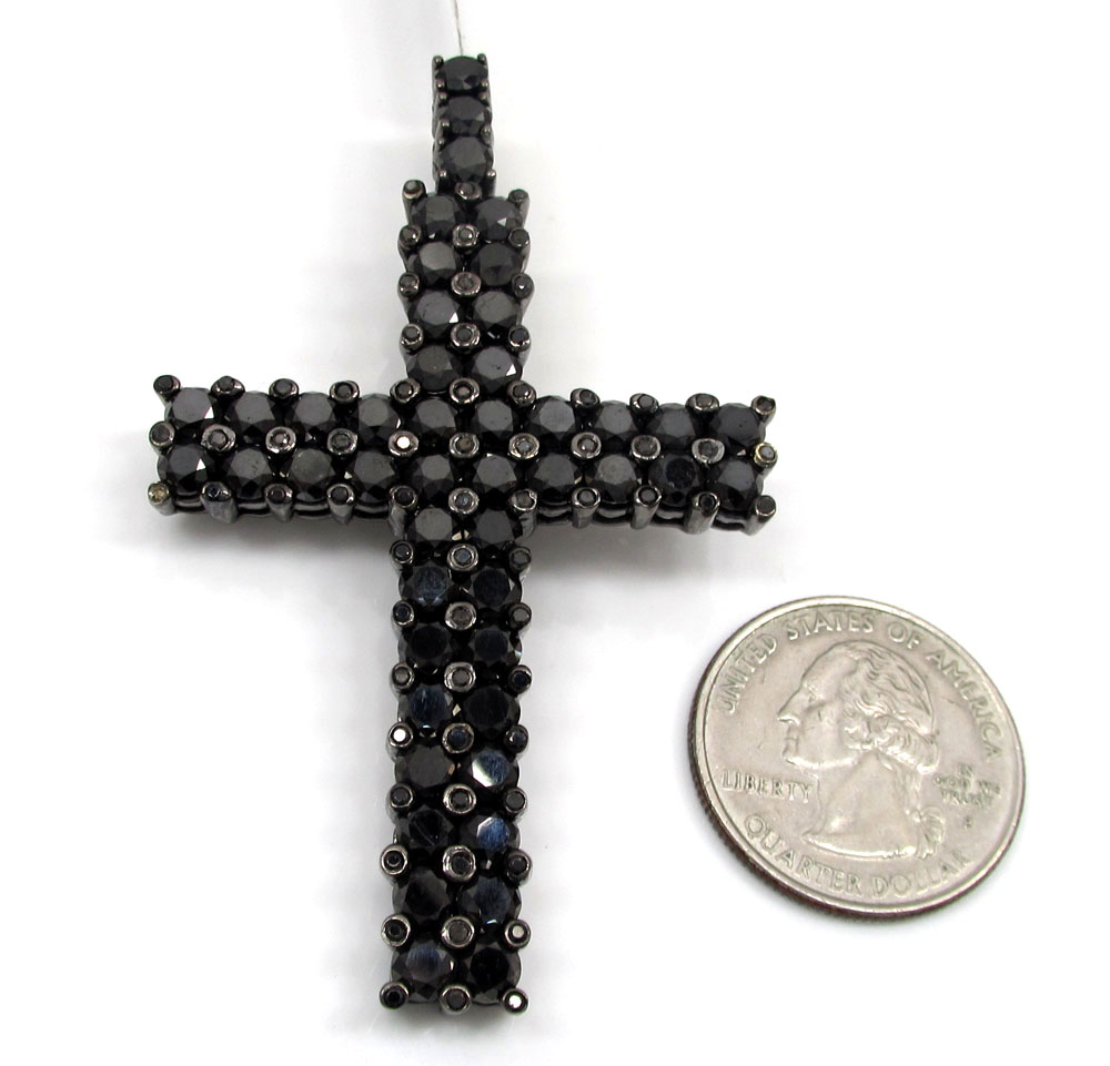 10k black gold blacked out diamond cross 15.00ct