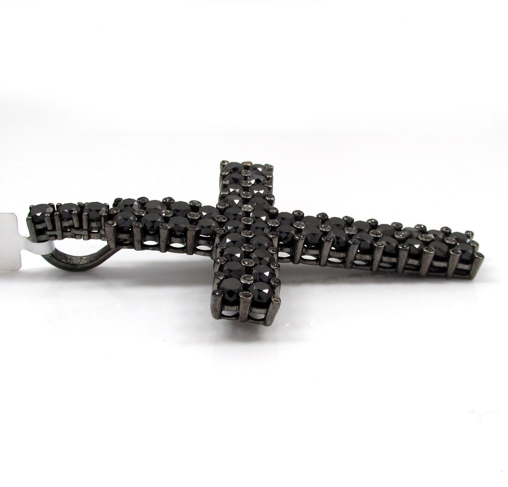 10k black gold blacked out diamond cross 15.00ct