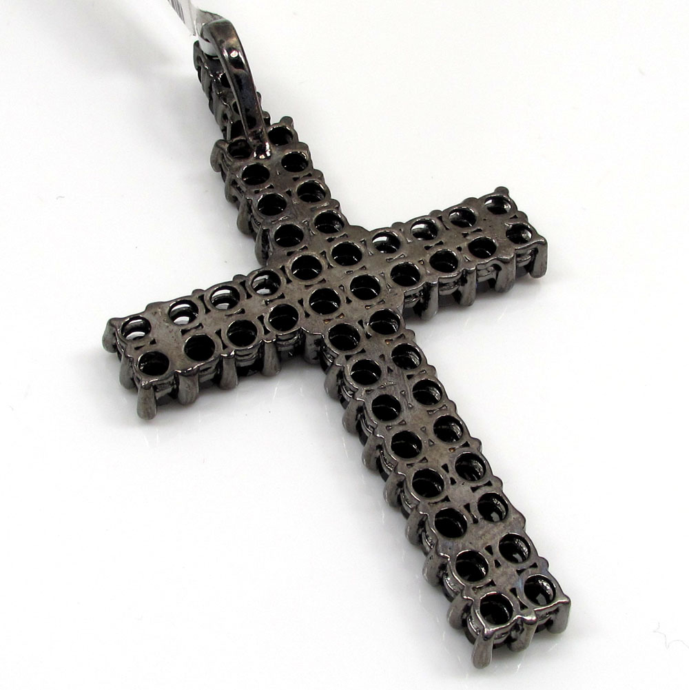 10k black gold blacked out diamond cross 15.00ct