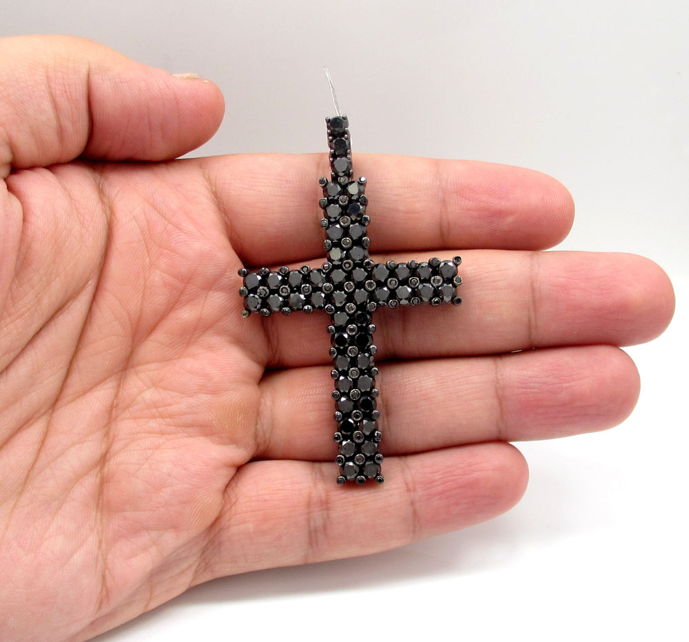10k black gold blacked out diamond cross 15.00ct