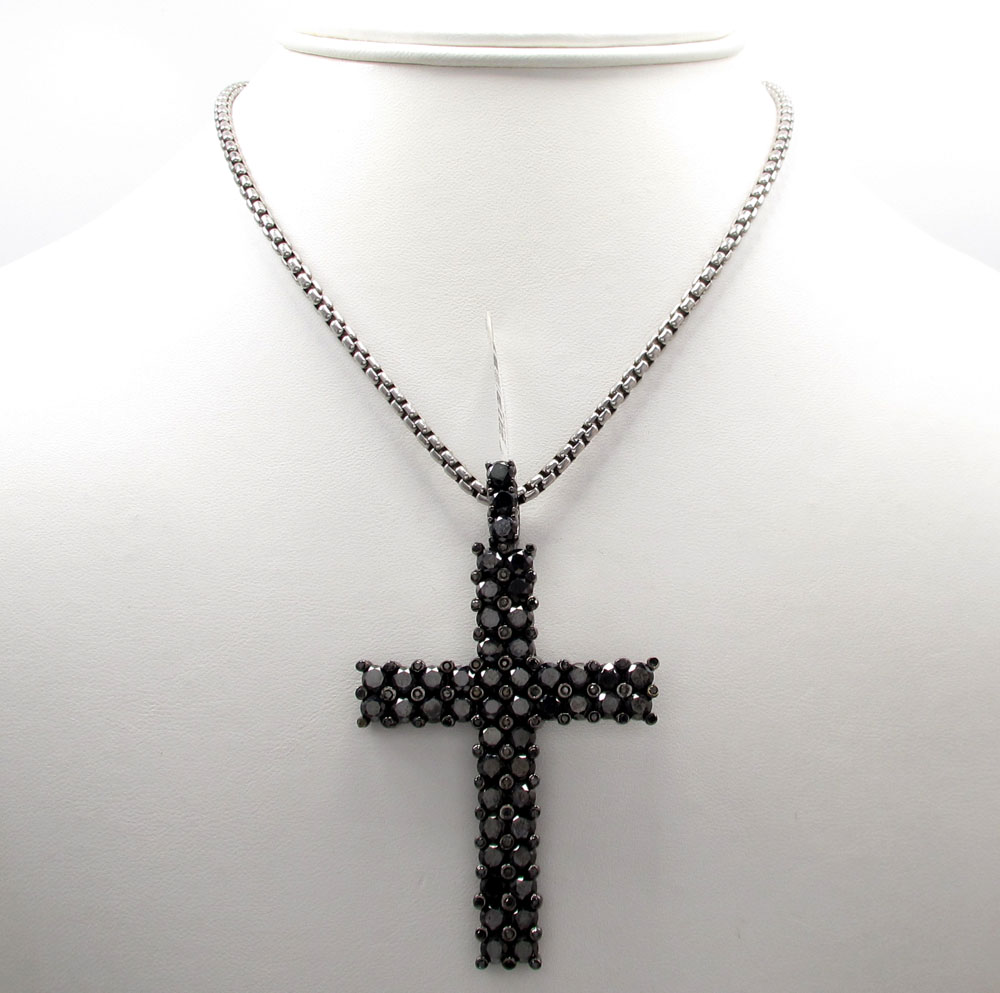 10k black gold blacked out diamond cross 15.00ct