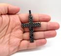 10k black gold blacked out diamond cross 15.00ct