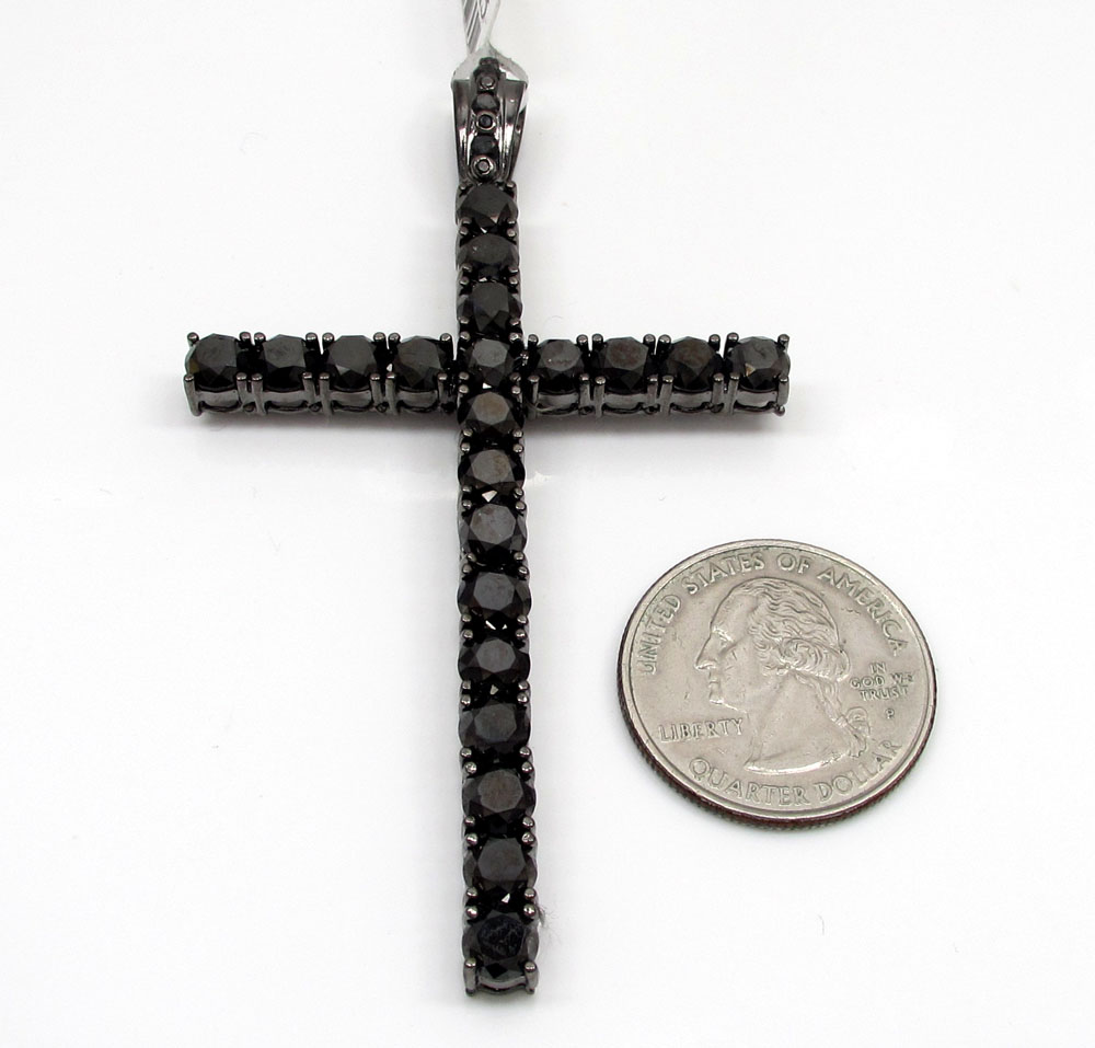 10k gold blacked out skinny diamond cross 11.89ct