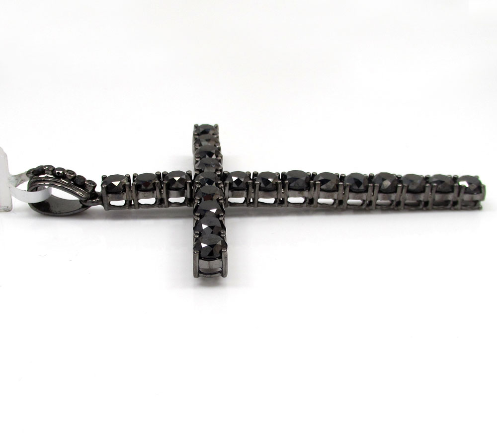 10k gold blacked out skinny diamond cross 11.89ct