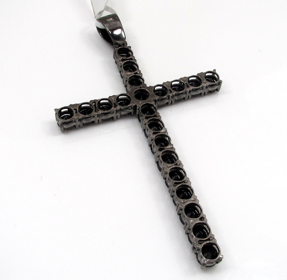 10k gold blacked out skinny diamond cross 11.89ct