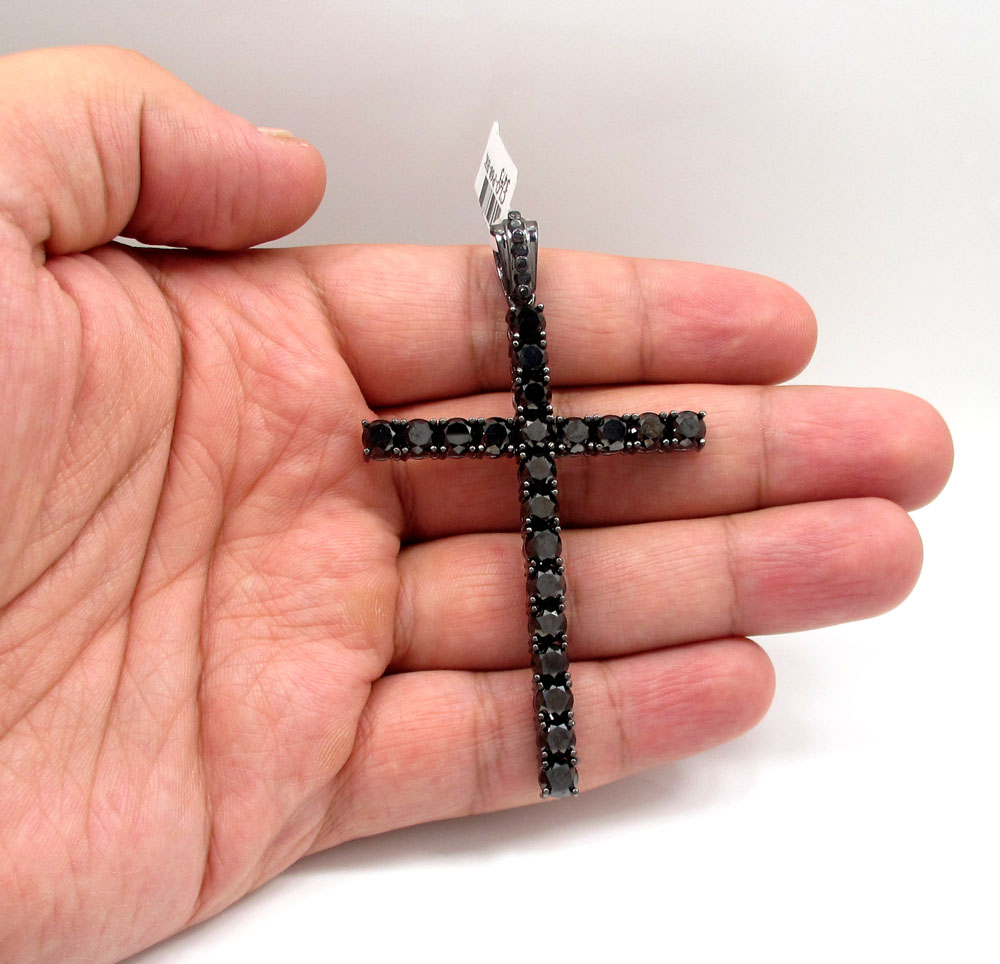 10k gold blacked out skinny diamond cross 11.89ct - Image 5