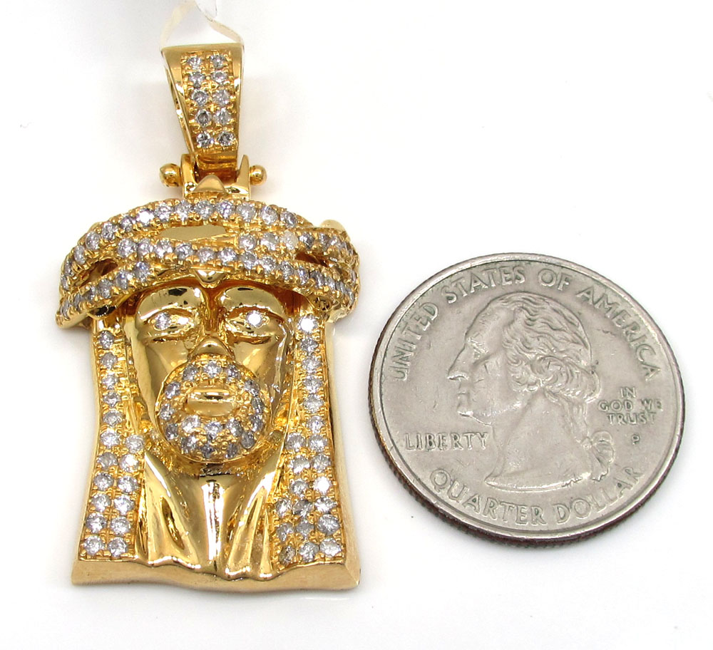 14k yellow gold jesus piece diamond pendant 2.50ct - Image 2