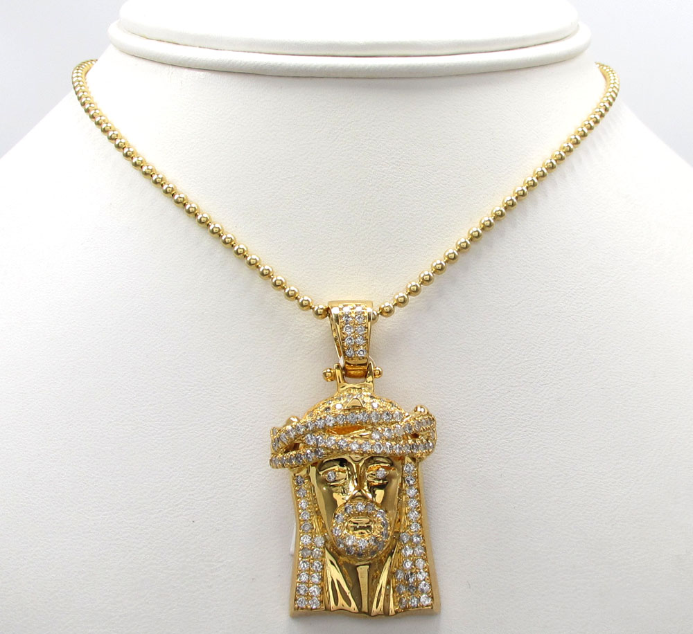 14k yellow gold jesus piece diamond pendant 2.50ct