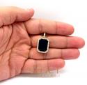 14k yellow gold blue sapphire diamond octagon pendant 0.76ct