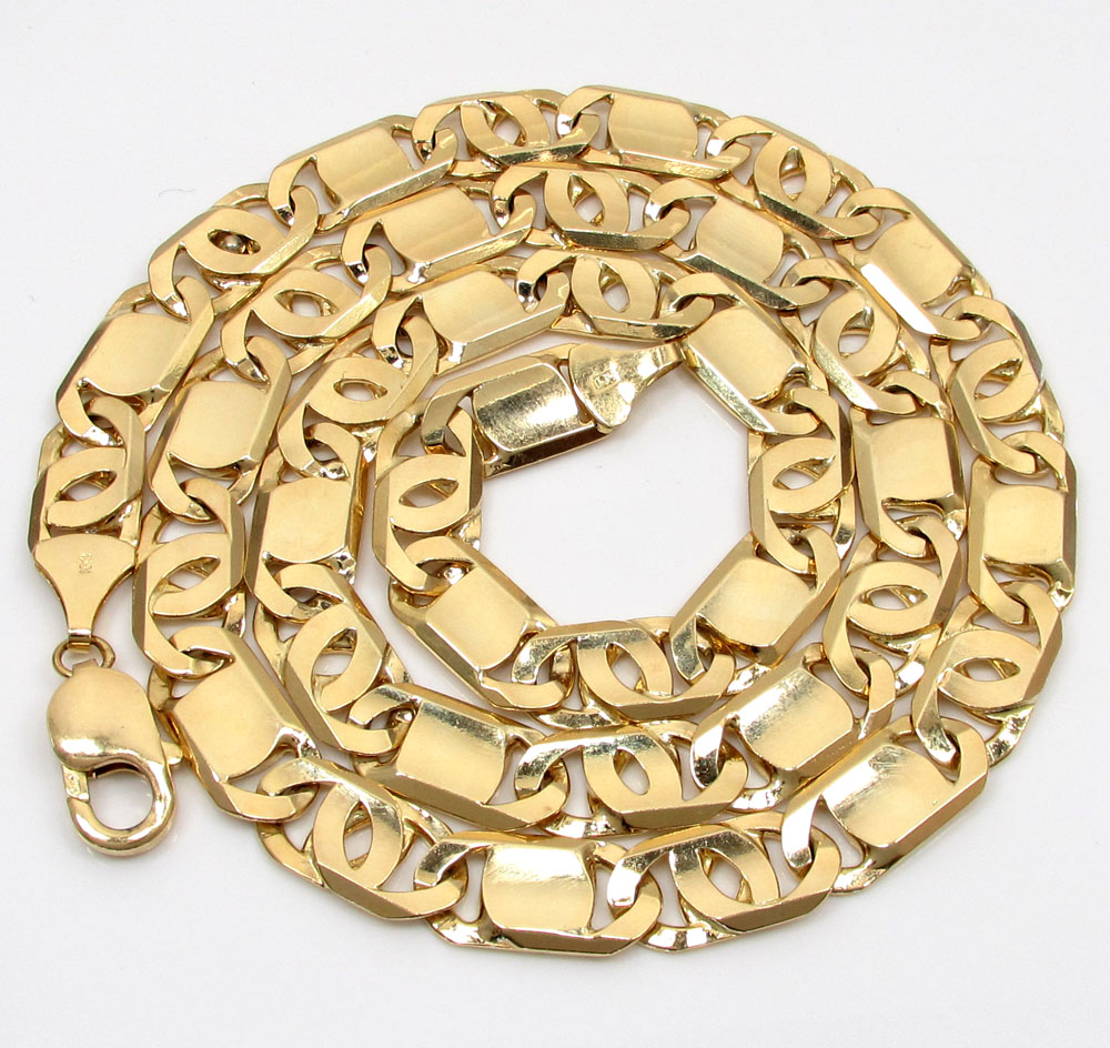 10k yellow gold solid tiger eye chain 24-30 inch 9.2mm