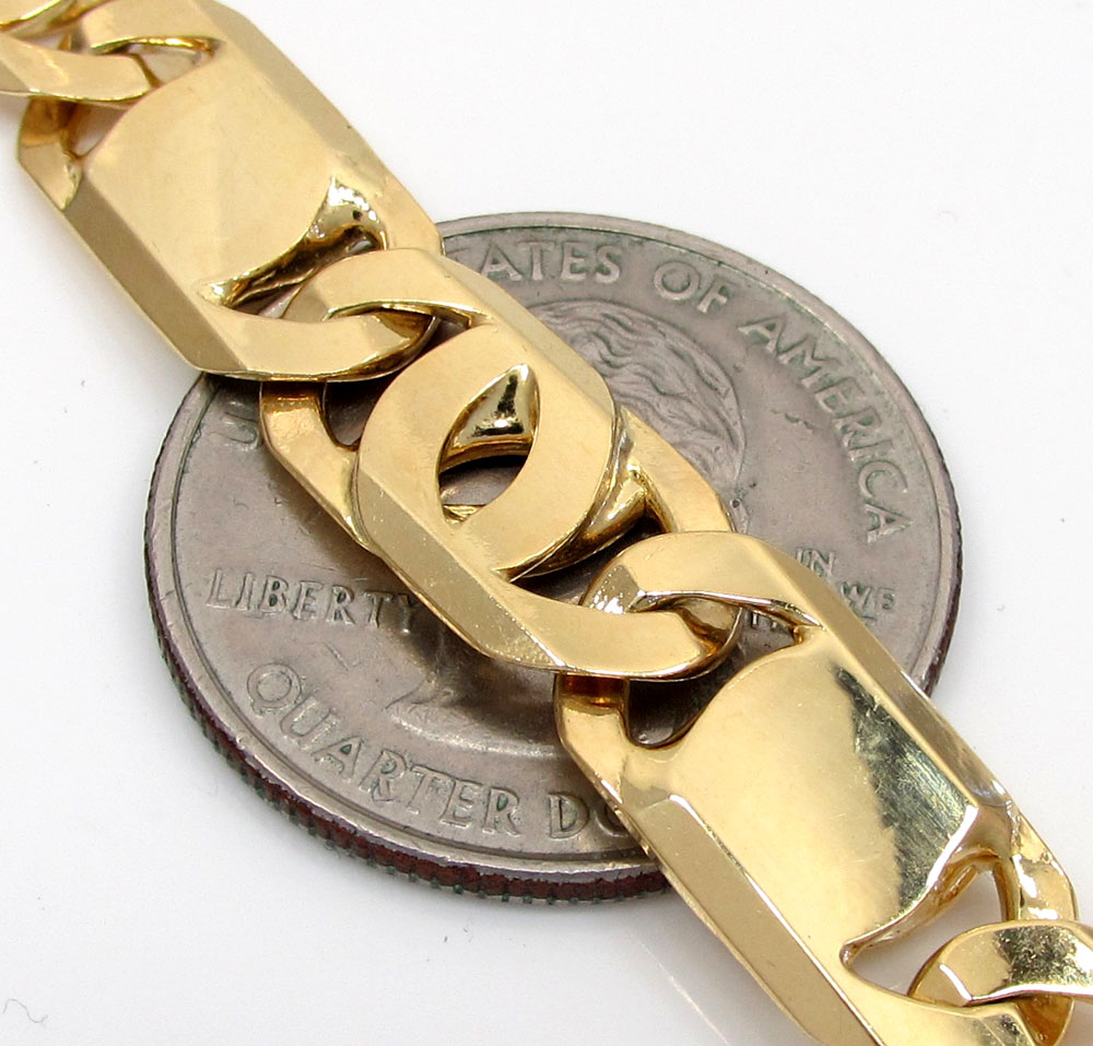 10k yellow gold solid tiger eye chain 24-30 inch 9.2mm - Image 3