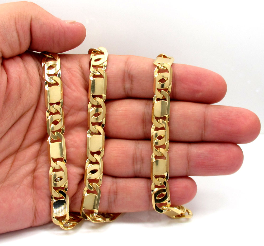 10k yellow gold solid tiger eye chain 24-30 inch 9.2mm - Image 5