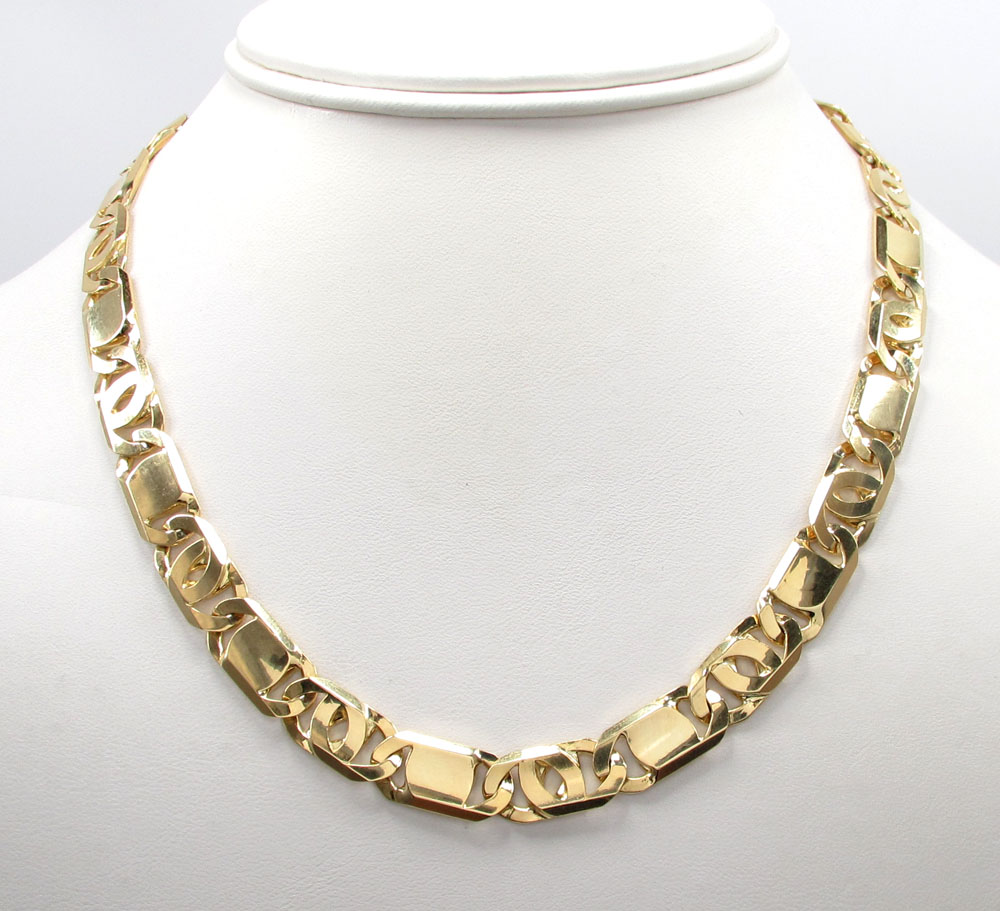 10k yellow gold solid tiger eye chain 24-30 inch 9.2mm