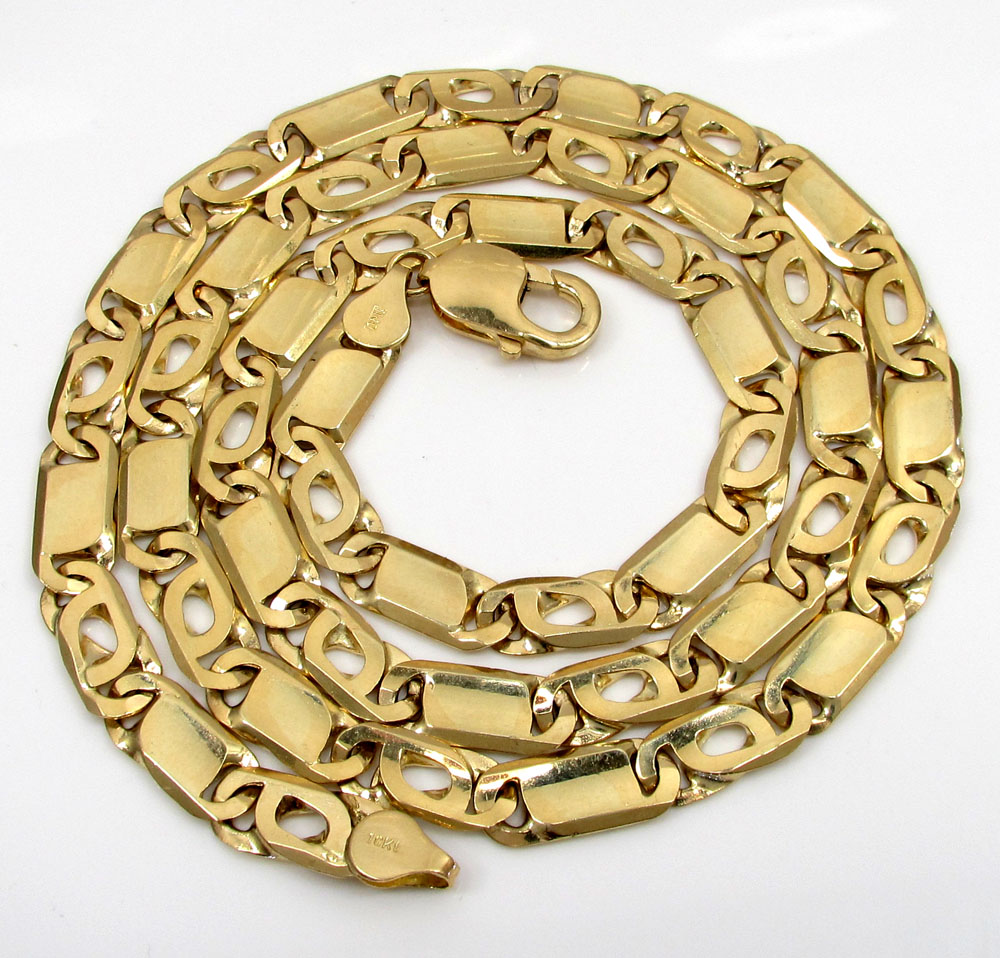 10k yellow gold solid tiger eye chain 24-30 inch 6.5mm  - Image 2