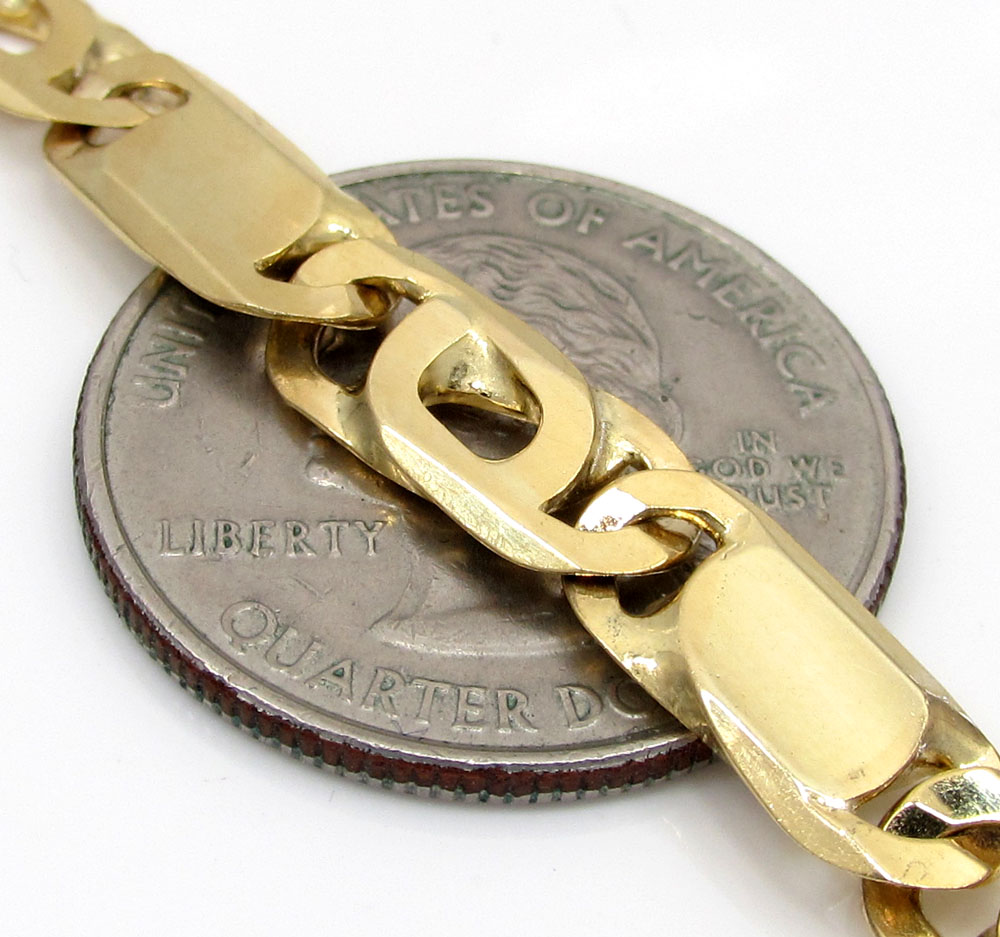 10k yellow gold solid tiger eye chain 24-30 inch 6.5mm  - Image 3