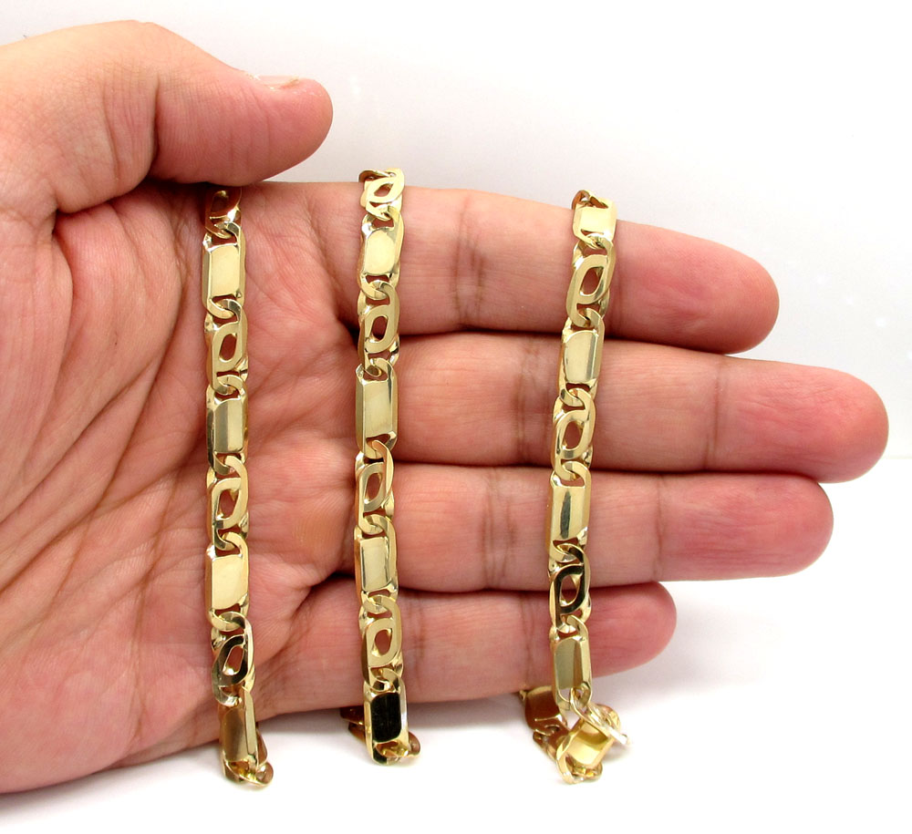 10k yellow gold solid tiger eye chain 24-30 inch 6.5mm  - Image 5