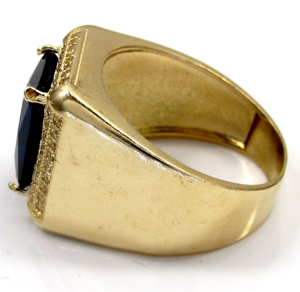 10k yellow gold blue sapphire gemstone ring 5.00ct - Image 3