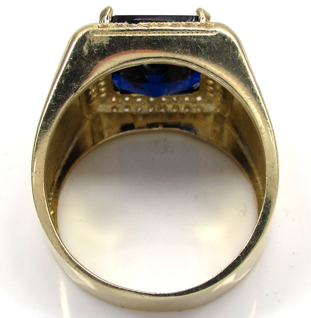 10k yellow gold blue sapphire gemstone ring 5.00ct