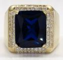10k yellow gold blue sapphire gemstone ring 5.00ct