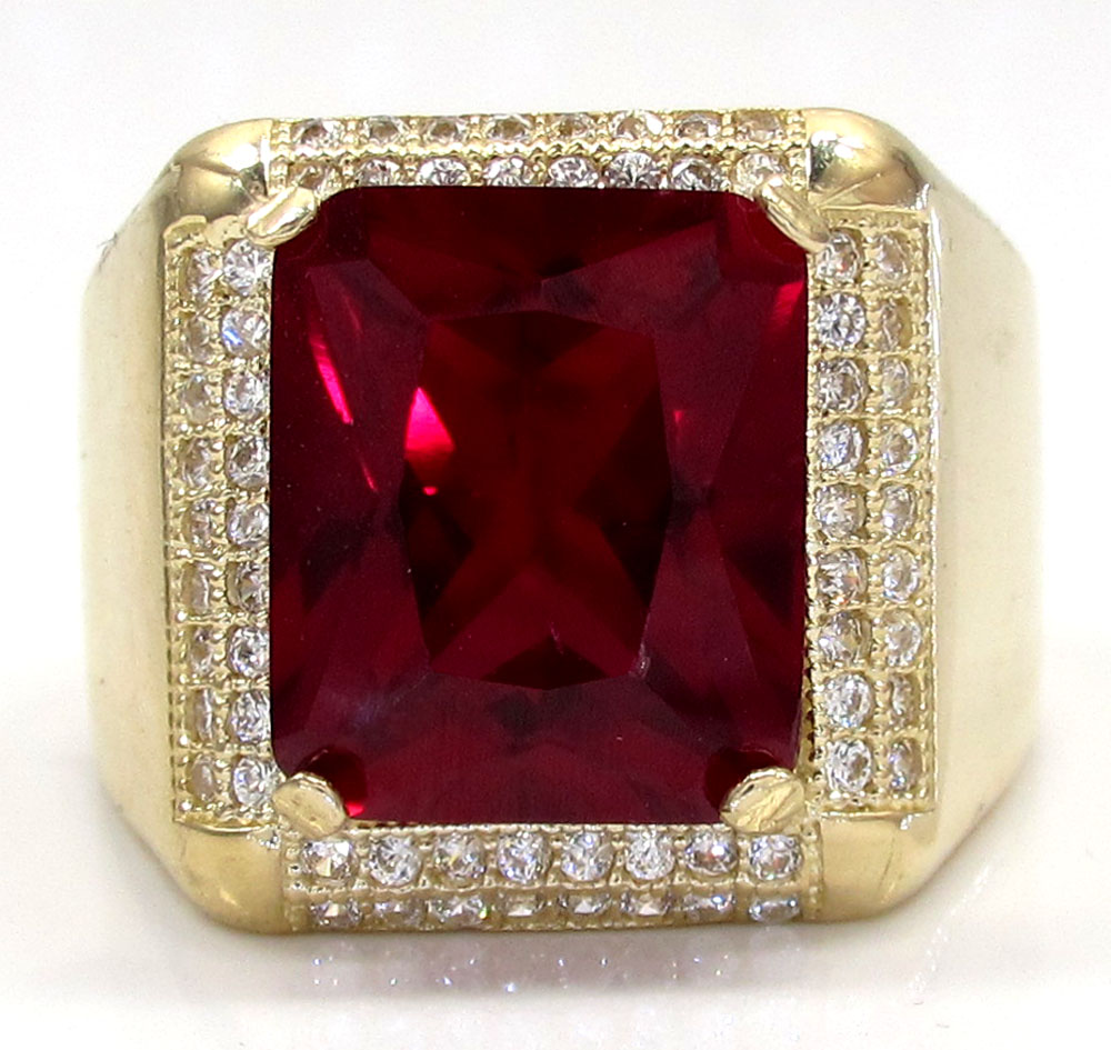 10k yellow gold ruby red gemstone ring 5.00ct