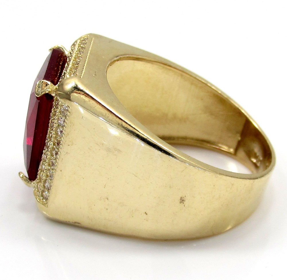 10k yellow gold ruby red gemstone ring 5.00ct