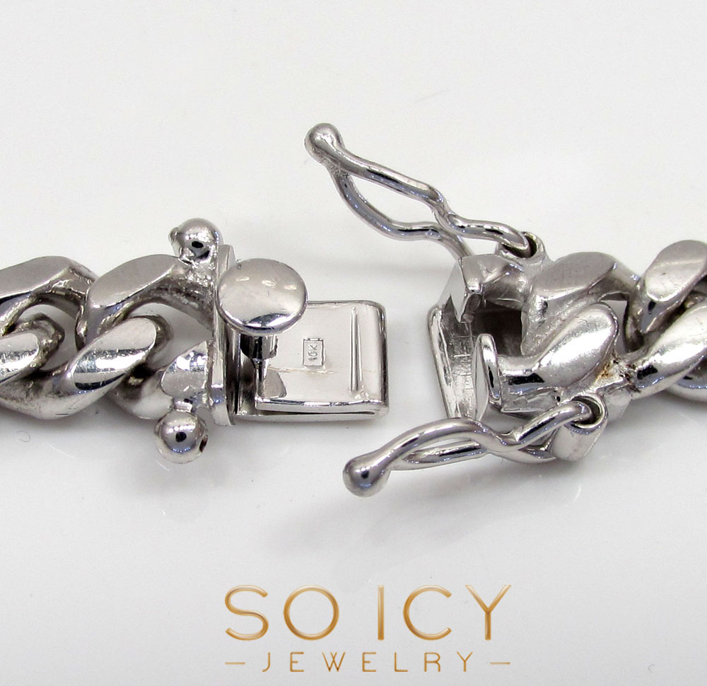 10k white gold solid thick miami chain 22-28 inch 7.8mm