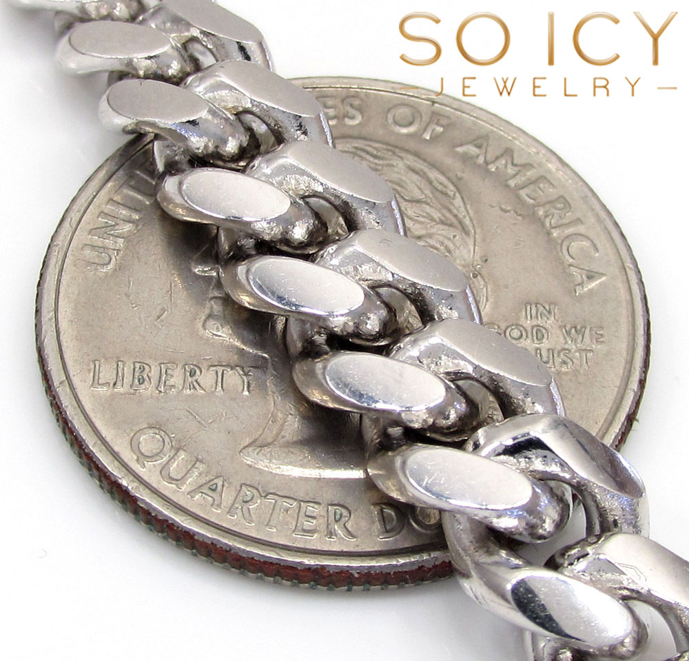 10k white gold solid thick miami chain 22-28 inch 7.8mm