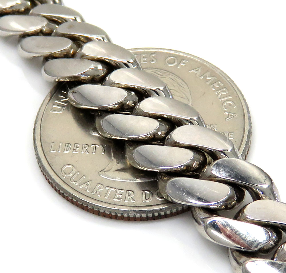 10k white gold solid large miami chain 16-26 inch 8.8mm