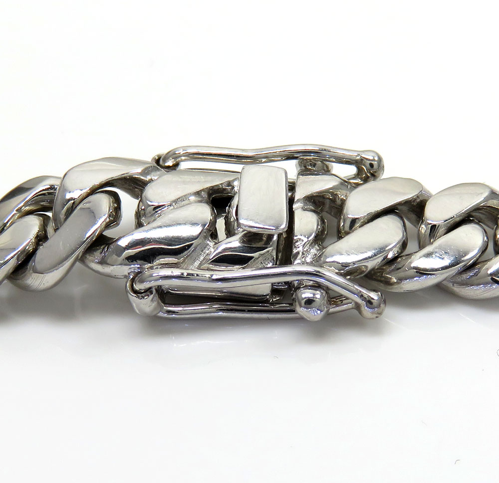 10k white gold solid large miami chain 16-26 inch 8.8mm
