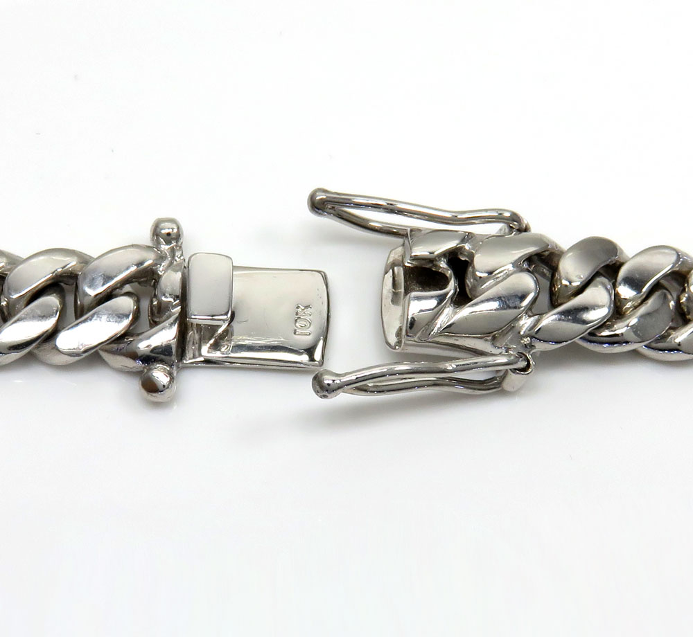 10k white gold solid large miami chain 16-26 inch 8.8mm
