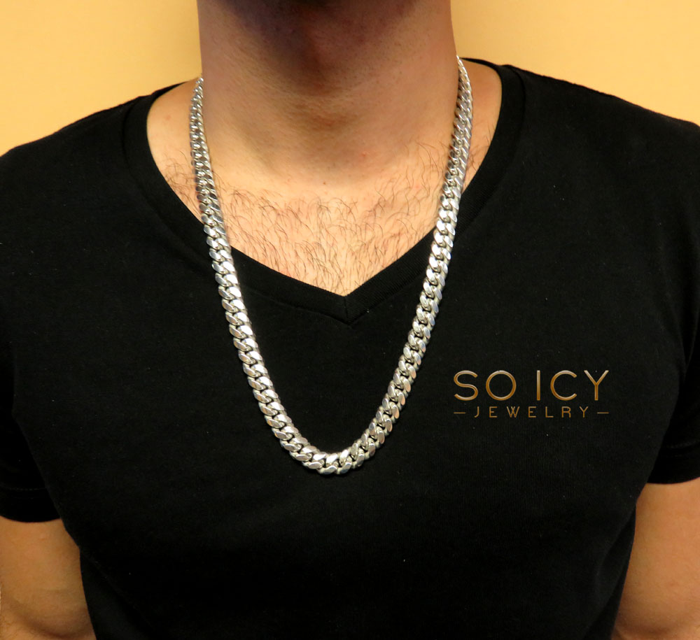 10k white gold solid xl miami chain 22-26 inch 10.5mm