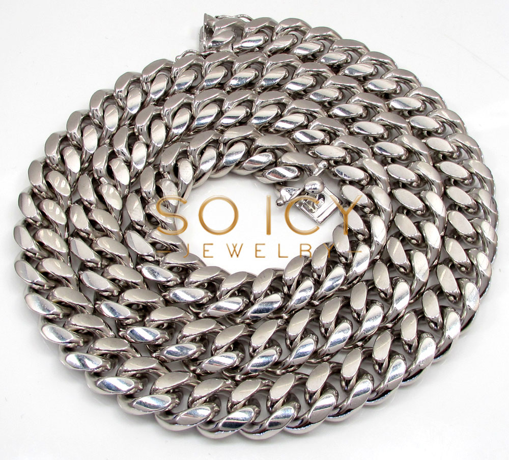 10k white gold solid xl miami chain 22-28 inch 12.1mm