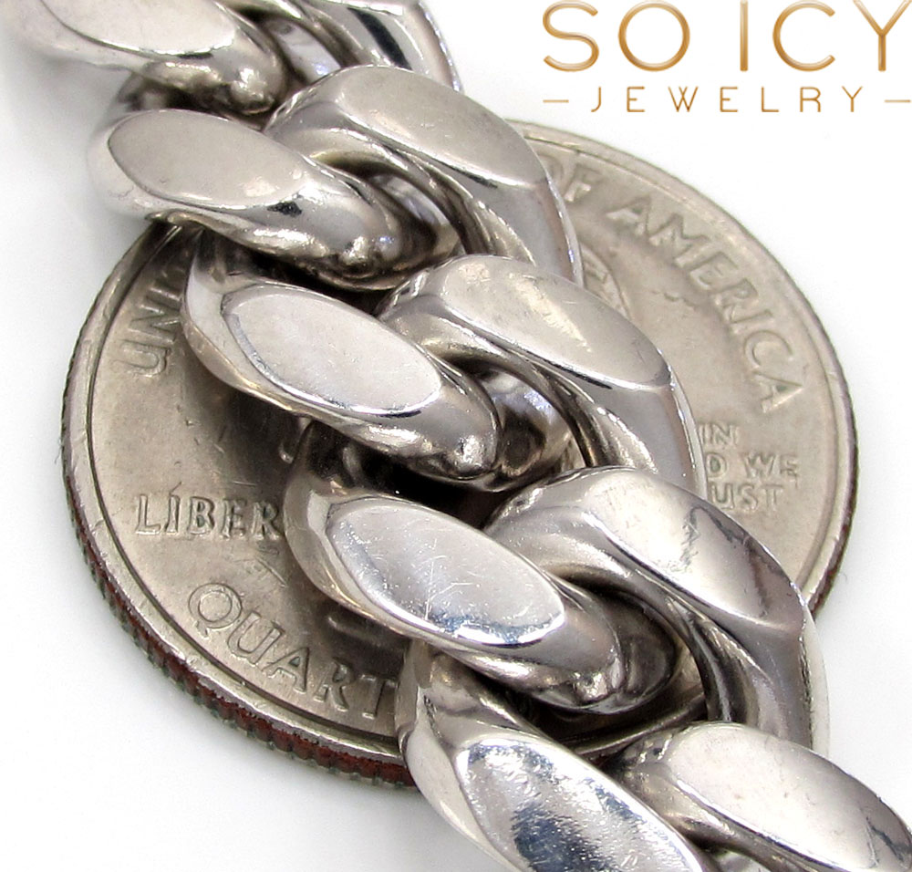 10k white gold solid xl miami chain 22-28 inch 12.1mm