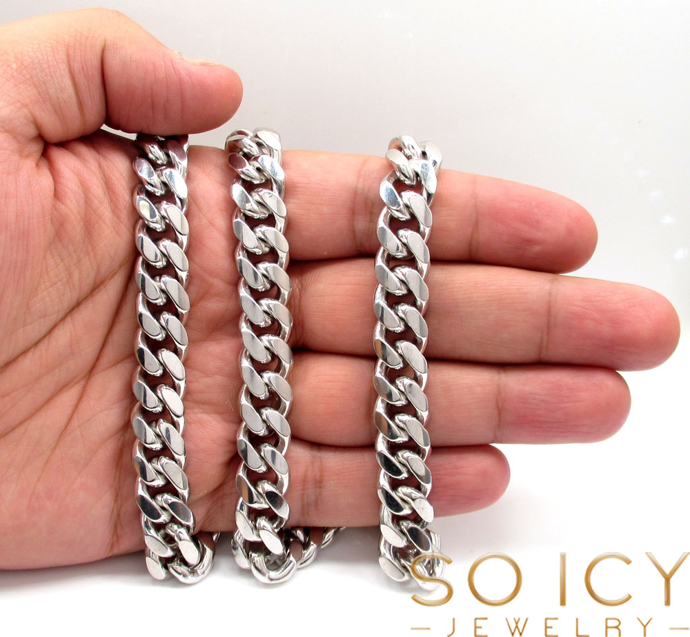 10k white gold solid xl miami chain 22-28 inch 12.1mm