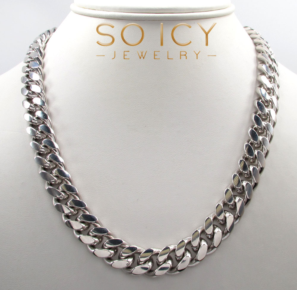 10k white gold solid xl miami chain 22-28 inch 12.1mm