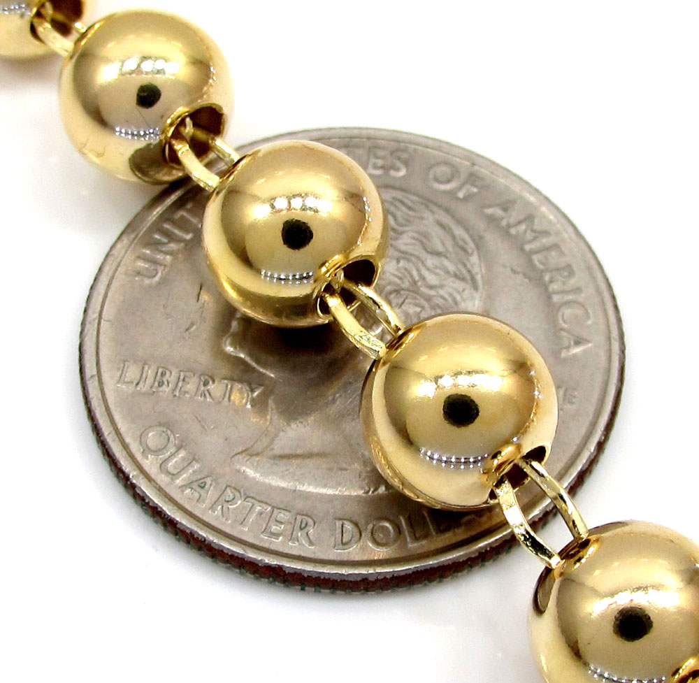 10k yellow gold smooth bead large rosary chain 30 inch 8mm - Image 5