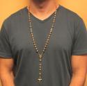 10k yellow gold smooth bead large rosary chain 30 inch 8mm 