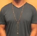 10k yellow gold smooth bead medium rosary chain 30 inch 7mm 
